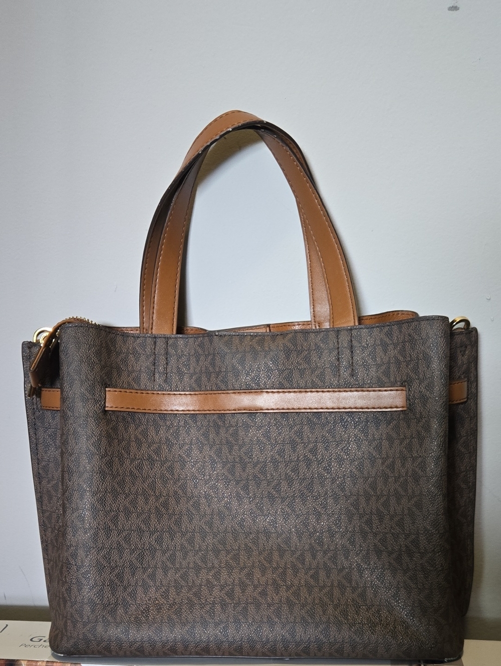 Michael Kors Brown Logo Messenger Bag with Tan Trim - Picture 2 of 5